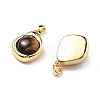 Brass Pave Natural Tiger Eye Pendants KK-B129-01G-2