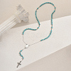 Synthetic Turquoise Rosary Bead Necklaces QO6438-1