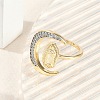 Brass Micro Pave Clear Cubic Zirconia Open Cuff Rings for Women RJEW-M026-03G-2