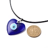 Blue Lampwork Evil Eye Pendant Necklace with Waxed Cord for Women NJEW-JN03955-03-5