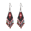 Natural Red Jasper Rhombus Dangle Earrings EJEW-MZ00632-02-2