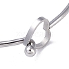 Non-Tarnish Stainless Steel Hollow Out Heart Bangle BJEW-E027-08P-3