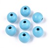Spray Painted Round Natural Schima Wood Beads WOOD-A018-12mm-09-1