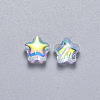 Transparent Spray Painted Glass Beads GLAA-R211-04-G05-2