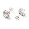 Clear Cubic Zirconia Square Stud Earrings EJEW-C029-07P-2