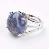 Adjustable Natural Sodalite Finger Rings RJEW-F075-01D-2