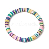 3Pcs 3 Colors Polymer Clay Disc Beaded Stretch Bracelet Sets BJEW-JB10439-01-4