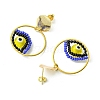 Evil Eye Handmade Glass Seed Beads Dangle Stud Earrings EJEW-MZ00371-03-4