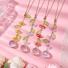 4Pcs 4 Colors Flower Shell Pearl Round Beaded Hanging Suncatchers HJEW-TA00292-2