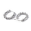 Non-Tarnish 304 Stainless Steel Round Beaded Hoop Earrings for Women EJEW-I284-17P-2