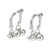 Brass Round Ball Dangle Stud Earrings EJEW-K255-01P-1