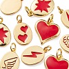 10Pcs 5 Style Real 18K Gold Plated Brass with Jump Rings Enamel Charms KK-LS0001-36-4
