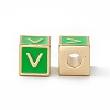 Rack Plating Brass Enamel Beads KK-B060-04G-02V-1