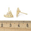 Brass Clear Cubic Zirconia Stud Earrings EJEW-Q014-10G-2