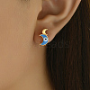 Fashionable Moon with Evil Eye Stainless Steel Hoop Earrings YU6083-1