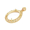 Oval Brass Micro Pave Cubic Zirconia Pendant Cabochon Settings KK-U026-18G-2