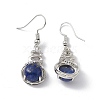 Natural Dyed Lapis Lazuli Gourd Dangle Earrings with Crystal Rhinestone EJEW-A092-04P-10-2