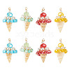 8Pcs 4 Colors Shell & Glass Pendants PALLOY-TA00383-2