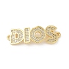 Brass Micro Pave Clear Cubic Zirconia Letter DIOS Connector Charms KK-P294-34G-1