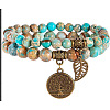 2Pcs Natural Imperial Jasper Round Beads Stretch Bracelets FS-WG435B7-11-1