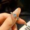 Rhodium Plated 925 Sterling Silver Pave 8.2x4.9mm Moissanite Finger Rings for Women WG36A3D-04-1