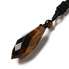 Cone Natural Tiger Eye Pendant Necklace with Nylon Rope for Women G-H286-08E-3