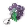 4Pcs 4 Styles Grape Natural Green Aventurine & Hemimorphite & Rose Quartz & Carnelian & Amethyst Pendant Decoration HJEW-TA00293-6