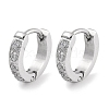 304 Stainless Steel Micro Pave Clear Cubic Zirconia Huggie Hoop Earrings EJEW-C096-01A-P-1