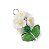 Glass Seed Beaded Flower Pendants PALLOY-MZ00521-02-3