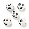 Printed Wood European Beads WOOD-G022-09K-1