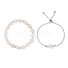 2Pcs 2 Style Natural Rose Quartz Beaded Stretch Bracelets Set BJEW-TA00294-1