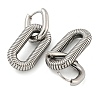Grooved Oval 304 Stainless Steel Huggie Hoop Dangle Earrings for Women EJEW-G392-01P-2