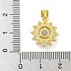 Flower Rack Plating Brass Micro Pave Cubic Zirconia Pendants KK-G513-92G-02-3