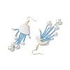 Glass & Natural Shell & Non-magnetic Synthetic Hematite Dangle Earrings EJEW-MZ00383-03-4