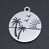 Non-Tarnish 201 Stainless Steel Etched Pendants STAS-N090-JN797-1