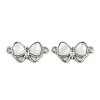 Brass Clear Cubic Zirconia Pave Natural Shell Bowknot Connector Charms KK-P283-06P-1