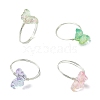 4Pcs 4 Colors Glass Butterfly Finger Rings RJEW-JR00826-02-2