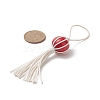 Natural Wood Bead Tassel Pendant Decoraiton HJEW-JM00954-2