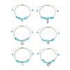 Ocean Theme Synthetic Turquoise Anklets Set AJEW-AN00506-1