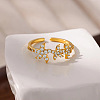 Brass Micro Pave Cubic Zirconia Cuff Rings for Women FS-WGE5B0B-02-1