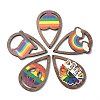 40Pcs 5 Styles Rainbow Printed Aspen Wood Big Pendants WOOD-CJ0001-69-3