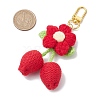 Handmade Crochet Cotton Cherry Flower Hanging Ornaments HJEW-JM02667-03-3