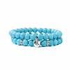 2Pcs 2 Style Synthetic Turquoise Stretch Bracelets Set LS3825-4-1