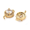 Brass Pave Cubic Zirconia Connector Charms KK-D093-09G-02-2