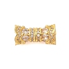 Rack Plating Brass Micro Pave Clear Cubic Zirconia Screw Clasps KK-S384-24G-02-1