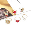 Christmas Theme Alloy Enamel with Rhinestone Finger Rings Sets FS-WG22033-01-3