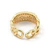 Chain Brass Micro Pave Clear Cubic Zirconia Open Cuff Rings RJEW-G309-36G-3