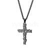 Stainless Steel Tree of Life Cross Pendant Curb Chain Necklaces PW-WGAB092-02-1