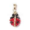 Glass Seed Beads Ladybird Pendants PALLOY-MZ00454-1