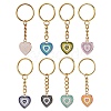 Rack Plating Light Gold Tone Heart Alloy Enamel Keychains KEYC-JKC00613-1